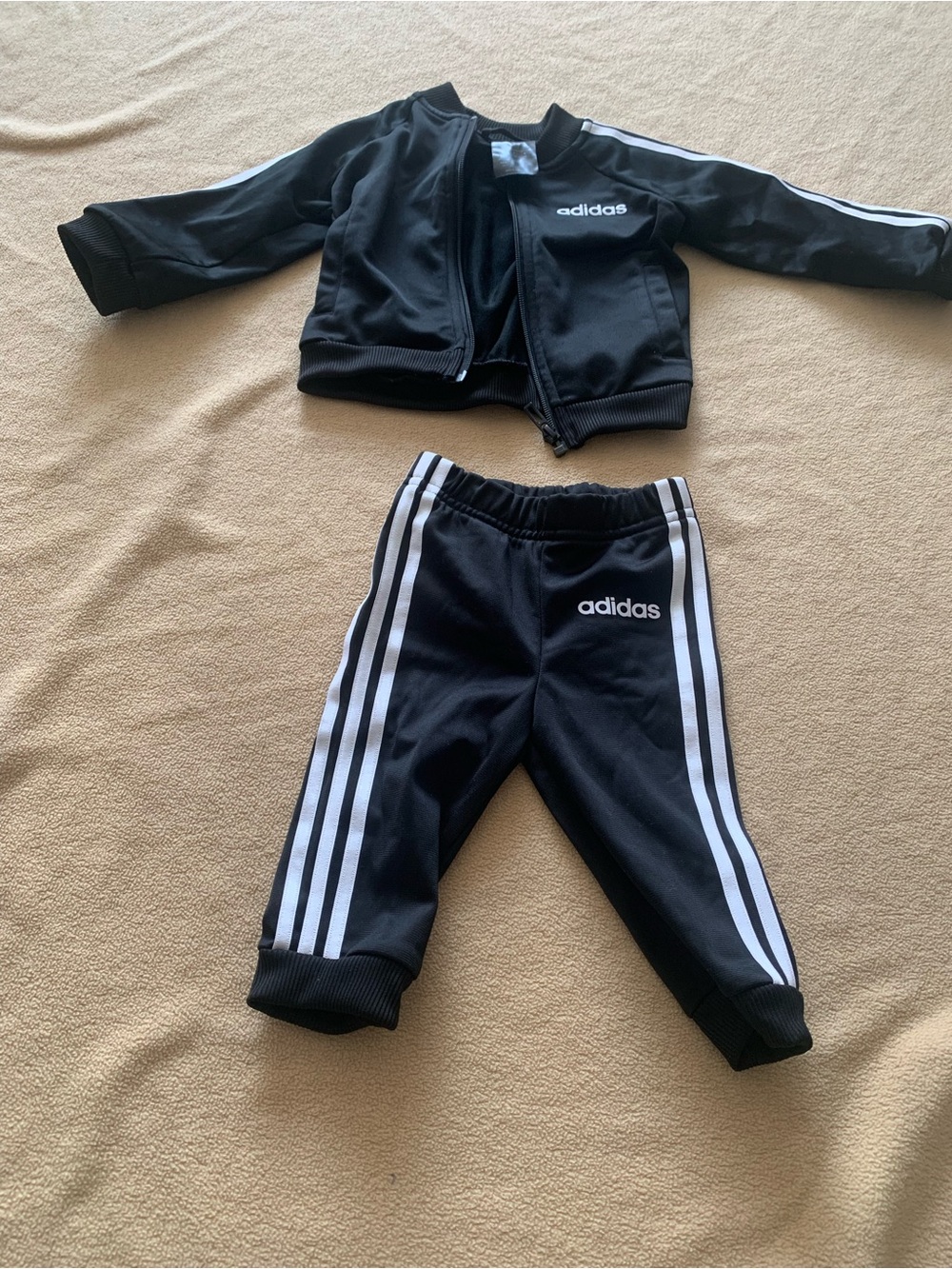 adidas Black and White Kids Two-Piece Track Set
